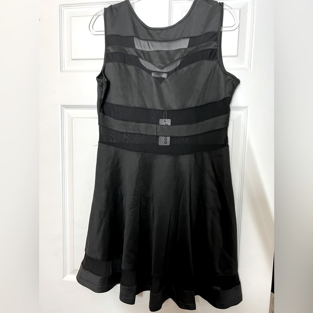 Brand New Zeagoo Black dress short, no sleeve see through mesh